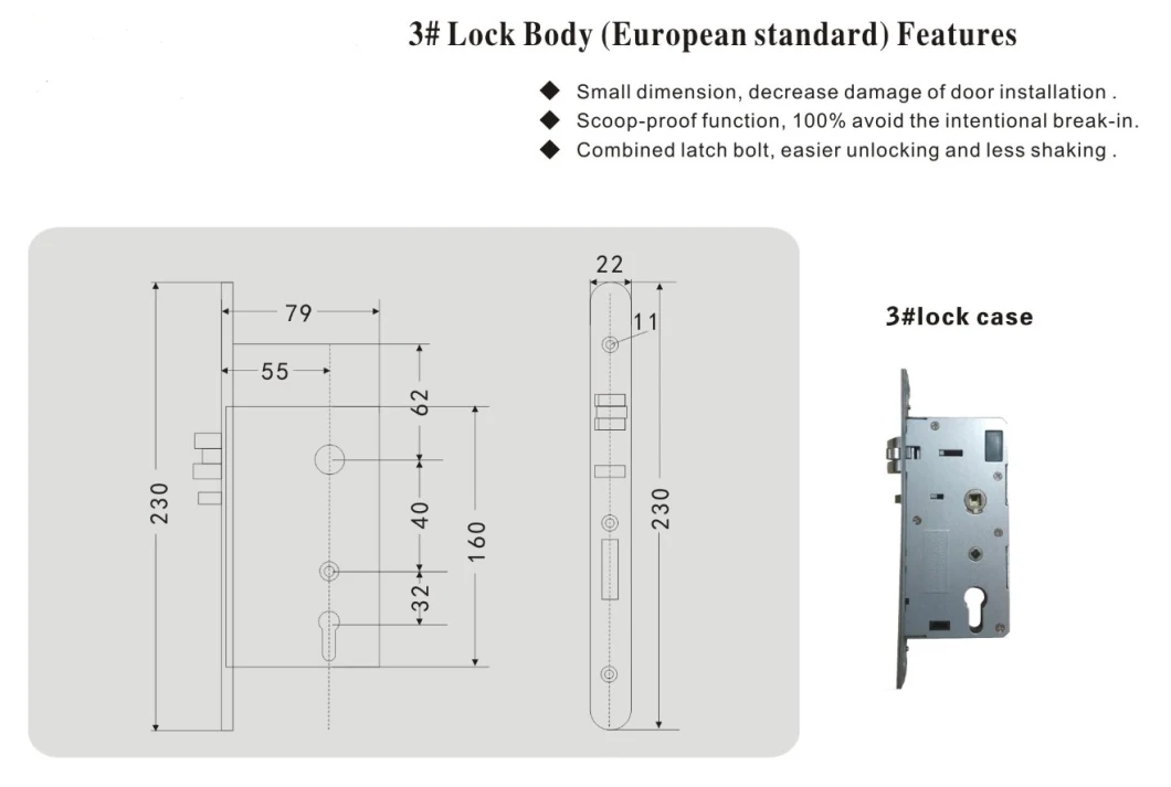 Electronic Mortise Door Cylinder Lock Handle for Hotel Doors