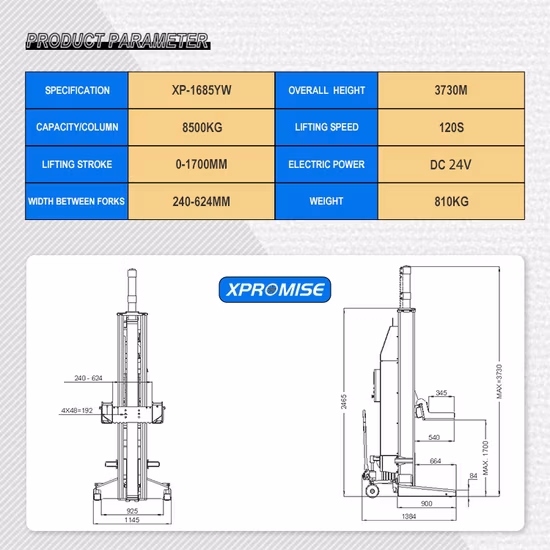 Maxima Wireless 헤비듀티 컬럼 리프트 Ml4030W CE 인증 버스/트럭 리프트